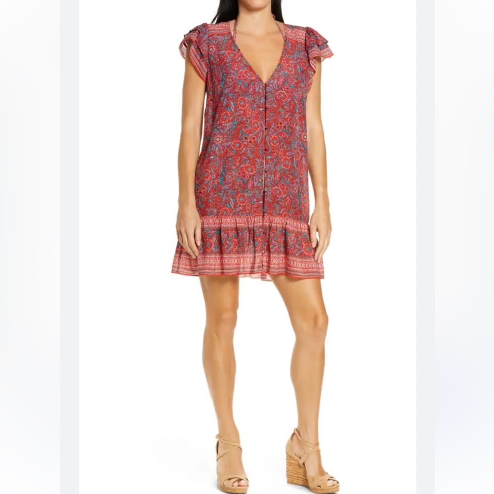 Veronica Beard Red and Blue Floral Dress